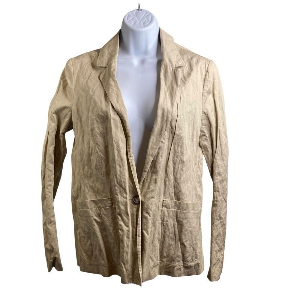 All Saints‎ Women's Beige Blazer Size 12 Rumpled Edgy Worn In Boho Streetwear